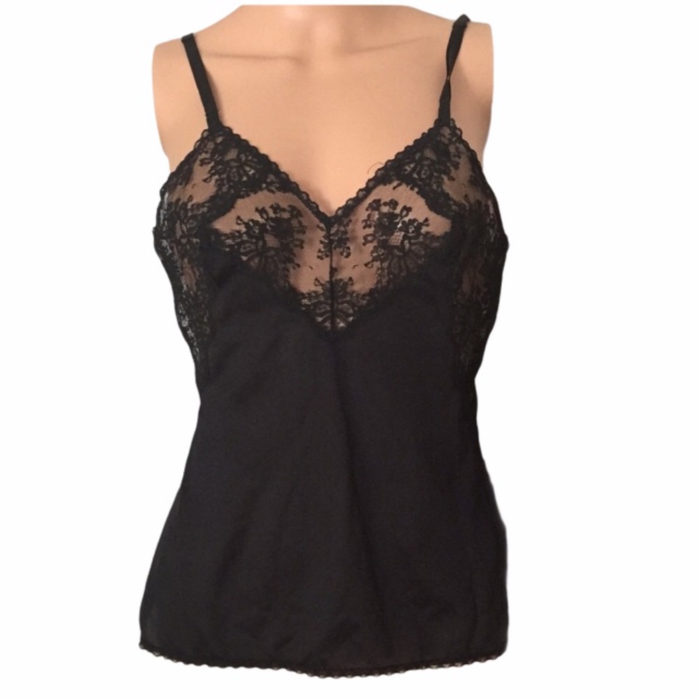 Vintage 1960’s Formfit Rogers black lace camisole